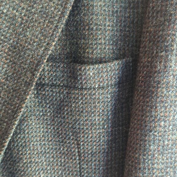 Men's VTG Imperial by Haggar Dark Grey Tweed Sports Coat 44" Wool 2 button - Picture 3 of 11